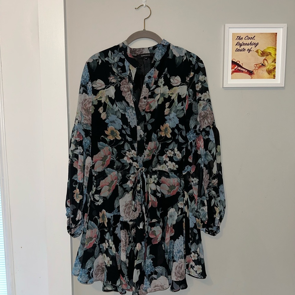 VICI Blue Floral Long Sleeve Dress